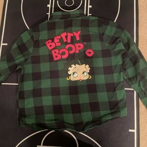 Betty Boop Green and Black Plaid Shirt